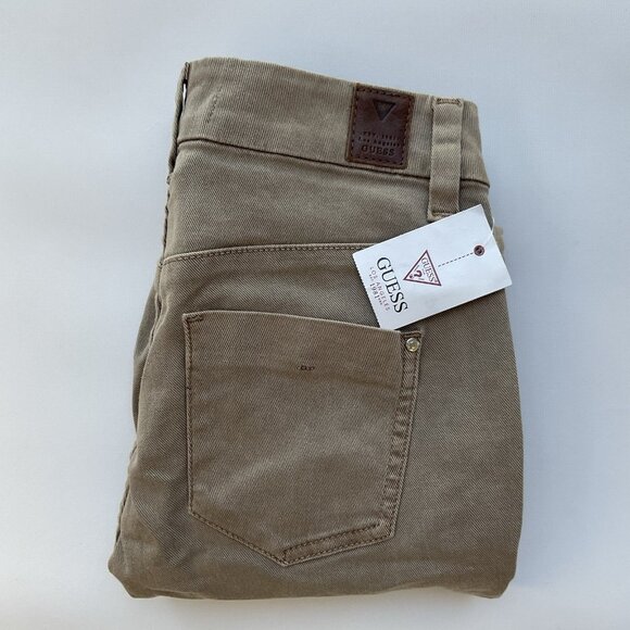 Guess Women’s Athletic Zip Skinny Jean In Khaki Ankle Zip Cropped Leg Size 25 - Picture 1 of 13